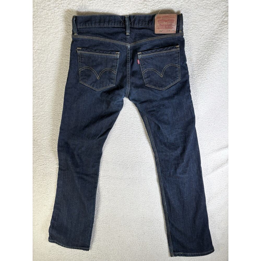 Levis 514 Jeans Mens 34x32 Blue Slim Straight Side Zip Pocket Moto Riding Dark - Picture 15 of 16